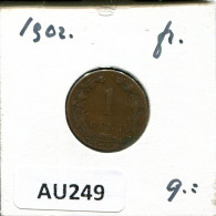 1 CENT 1902 NÉERLANDAIS NETHERLANDS Pièce #AU249.F - 1 Cent