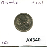 5 CENTS 1980 AUSTRALIA Coin #AX340.U - 5 Cents