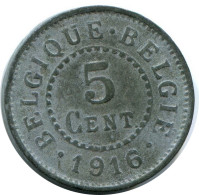 5 CENTIMES 1916 BELGIQUE BELGIUM Pièce #AW964.F - 5 Cents