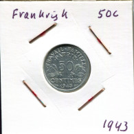 50 CENTIMES 1943 FRANCIA FRANCE Moneda #AM908.E - 50 Centimes