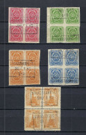 FRANCE Alsace-Lorraine Fiscaux 1887: Lot De Blocs De 4 Timbres De Poste Privée, TB Obl. CAD "Strassburg" - Usati