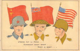 MILITARIA - Patriotique - L'Union Fait La Force - Drapeau - Carte Postale Ancienne - Patrióticos