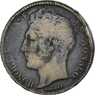 Monnaie, Monaco, Honore V, 5 Centimes, 1837, Monaco, TB, Copper Gilt - Charles III.