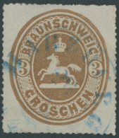 BRAUNSCHWEIG 20 O, 1865, 3 Gr. Orangebraun, Blauer K2 HARZBURG, Pracht, Gepr. Lange, Mi. 200.- - Braunschweig