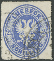 LÜBECK 11 O, 1863, 21/2 S. Dunkelultramarin, K2 LÜBECK BAHNHOF, Gepr. W. Engel Und Fotobefund Mehlmann, Mi. 500.- - Lubeck