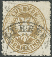 LÜBECK 12 O, 1863, 4 S. Mittelolivbraun, Waagerechte Bugspur Sonst Pracht, Fotobefund Mehlmann, Mi. 130.- - Lubeck