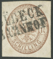 LÜBECK 13b O, 1864, 11/4 S. Dunkelbraun, L2 LÜBECK BAHNHOF, Pracht - Lubeck