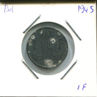 1 FRANC 1945 BELGIE-BELGIQUE BELGIUM Coin #AU616.U - 1 Frank