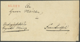 WÜRTTEMBERG ALZEY, Roter L1, Auf Brief Nach Frankenthal (1814), Pracht - Prephilately