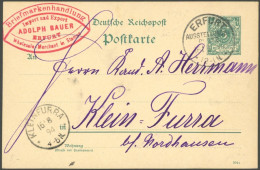 SST Bis 1918 02 BRIEF, ERFURT AUSSTELLUNGSPLATZ, 16.8.1894, Auf 5 Pf. Ganzsachenkarte Der Briefmarkenhandlung Adolph Bau - Covers & Documents