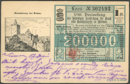 Dt. Reich 46c BRIEF, 1898, 3 Pf. Grün Auf Ansichtskarten-Vorläufer Von Rudelsburg, Doppelverwendung Als Lotterielos, Pra - Other & Unclassified