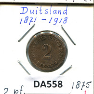 2 PFENNIG 1875 J GERMANY Coin #DA558.2.U - 2 Pfennig