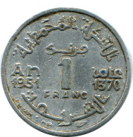 1 FRANCS 1951 MAROC MOROCCO Pièce #AP259.F - Morocco