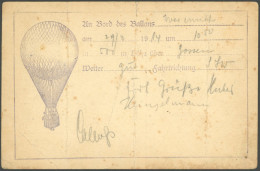 BALLON-FAHRTEN 1897-1916 29.3.1914, Ballon-Postkarte WERMUTH, Abwurf Langengrassau Bzw. Halle, Abwurfserhaltung Mit Find - Airplanes