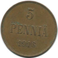 5 PENNIA 1916 FINNLAND FINLAND Münze RUSSLAND RUSSIA EMPIRE #AB189.5.D - Finland