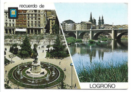 PLAZA DEL ESPOLÓN, PUENTE DE PIEDRA Y RIO EBRO.- LOGROÑO.- ( ESPAÑA ) - La Rioja (Logrono)