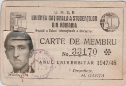 Romania - Bucuresti - Centrul Studentesc - UNSR - Carte De Membru - Membership Cards