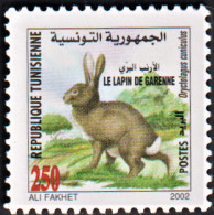 2002 -Tunisie/Y&T1451 Animaux Sauvages Du Parc Zembra & Zembretta  Tunisie- Lapin De Garenne  1V- MNH*** - Conejos