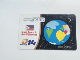 ISRAEL(BZI-GLO-0013D)-GLOBLE 5 Min Bonus Philippines-Bezeq,international-(678)(84183338521)(30.04.2007)-used Card - Israele