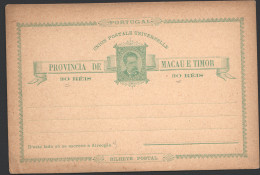 1885  Macau  E Timor  Luis I 30 Reis  Carte Postale  Neuve  - Briefe U. Dokumente