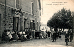 Quincié-en-Beaujolais Canton De Beaujeu Place Bureau De Tabac Commerce Trade トレード Rhône 69430 Cpa Voyagée B.Etat - Other & Unclassified
