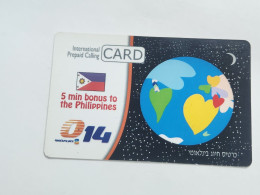 ISRAEL(BZI-GLO-0013E)-GLOBLE 5 Min Bonus Philippines-Bezeq,international-(681)(34962058865)(01.05.2007)-used Card - Israele