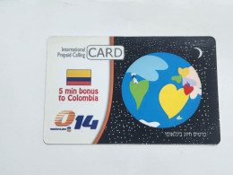 ISRAEL(BZI-GLO-0014A)-GLOBLE 5 Min Bonus Colombia-Bezeq,international-(687)(cod Inclosed)(31.12.2007)-mint Card - Israele