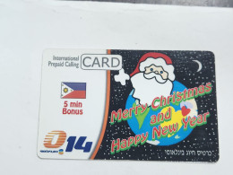 ISRAEL(BZI-GLO-0016A)-Merry Christmas And Happy New Year-Bezeq,international-(695)(97256503330)(31.12.2005)-used Card - Israele