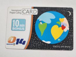 ISRAEL(BZI-GLO-0017F)GLOBLE-10 Min BONUS-Bezeq,international-(697)(014237153080)(31.10.2009)-used Card - Israele