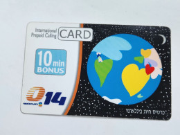 ISRAEL(BZI-GLO-0017F)GLOBLE-10 Min BONUS-Bezeq,international-(699)(014449275296)(31.10.2009)-used Card - Israele