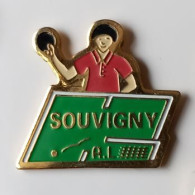 YY130 Pin's Tennis De Table Ping Pong SOUVIGNY ALLIER Achat Immédiat - Tafeltennis