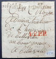 Lettre Marque " P.43.P / PHITIVIERS" (indice 18) En Port PAYE + PPPP + 43/ PITHIVIERS, Pour Belleville En Bourgogne TTB - ....-1700: Voorlopers