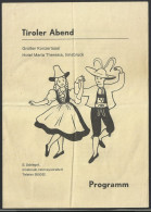 INNSBRUCK - TIROLER ABEND - Hotel Maria Theresia -  Programm 15 X 21 Cm (see Sales Conditions) 08000 - Programmes