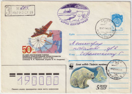 USSR / Russia - 1991 Polar Cover (Polar Bear Theme) From Ship "DOLGORUKIY" Via Murmansk To Leningrad (St-Petersburg) - Lettres & Documents