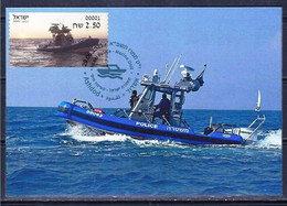 ISRAEL STAMP 2021 POLICE MARINE RESCUE ATM MACHINE 001 LABEL MAXIMUM CARD MAXICARD   (**) - Cartas & Documentos