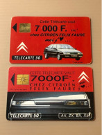 France Telecom Chip Telecarte Phonecard - Citroen 7000F - Set Of 2 Used Cards - Other & Unclassified