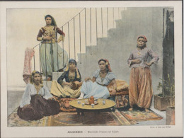 YB / Gravure GILLOT En 18x24 Cm  ALGERIEN . Maurische Frauen Von Alger (protégée Et Encadrée Par Bordure Noire) - Non Classés