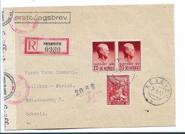 NORWEGEN 201 / Quisling Im Paar + Sturlasson Auf Einschreiben FDC Nach Zürich/Schweiz 26.9.42 Ex Nesbyen - Storia Postale