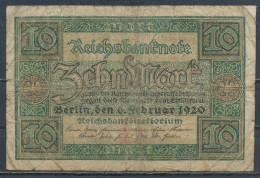 °°° GERMANY REICHSBANKNOTE 10 MARK 1920 °°° - 10 Mark