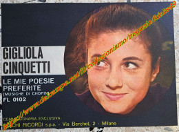 B239> < GIGLIOLA CINQUETTI > Pubblicità LP < Le Mie Poesie Preferite > 1964 Circa - Objets Dérivés