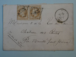 BR15 FRANCE BELLE LETTRE  1868 AU CHATEAU DES CARTES  +CACHET FERROVIAIRE + + PAIRE DE NAPOLEON N° 21 +.AFF. PLAISANT++ - 1863-1870 Napoléon III Lauré