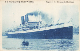 Bateau * Le Paquebot SS BERNARDIN DE ST PIERRE * Compagnie Des Messageries Maritimes - Piroscafi