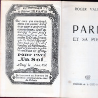 1957 ; ROGER VALUET , PARIS & SA POSTE ( Pour Les Parisiens Amoureux De Leur Capitale ) Couverture CARTONEE ( 311 Pages - Sin Clasificación