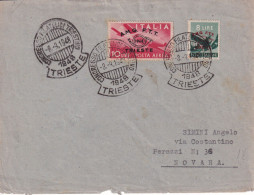 8/9/1948 - AMG FTT - Da Trieste Per Novara - Congresso Filatelico Triestino - 10L Posta Aerea (Uni A17) + 8L (Uni 30) - Airmail