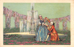 ILLUSTRATEUR Non SIGNE - Couple Rococo Dans Un Parc - Fontaine - Carte Postale Ancienne - Sin Clasificación