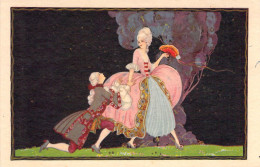 ILLUSTRATEUR Non SIGNE - Couple Rococo Dans Un Parc - Homme à Genoux - Carte Postale Ancienne - Sin Clasificación