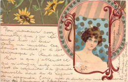 ILLUSTRATEUR Non SIGNE - Art Nouveau - Femme Et Fleurs - Carte Postale Ancienne - Unclassified