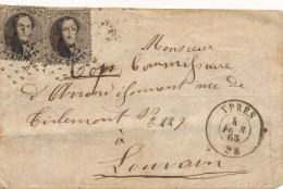 ENVELOPP  1865  YPRES TO LOUVAIN          LOOK SCANS - 1849-1865 Medaglioni (Varie)