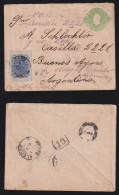 Brazil Brasil 1892 Uprated Staionery Envelope PORTO ALEGRE X BUENOS AIRES Argentina - Covers & Documents
