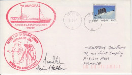 Lettre Obl. Oslo Le 2/3/87 Sur N° 875 + Expédition 87 Avec Signatures + M/S Aurora - Covers & Documents